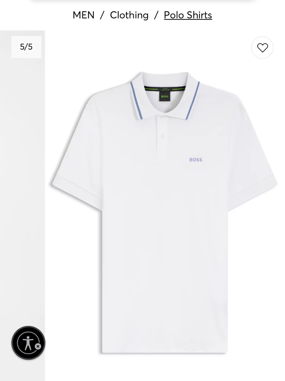 Hugo Boss White Polo with Light Blue Collar Trim